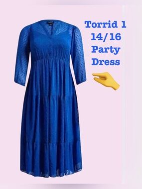 Torrid Sheer Dot Party Dress Blue Like New